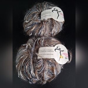 NWT Lot Of 2 Trendsetters Dune Metallic Brown/Blue Mohair Blend Knit Yarn